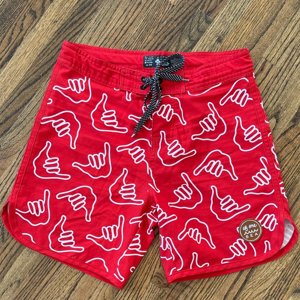 Of One Sea Boys Red Boardshorts